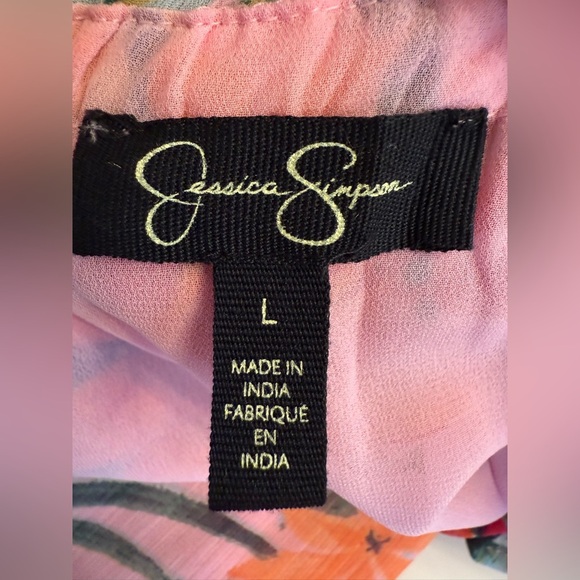 Jessica Simpson off Shoulder Ruffle Tropical Print Dress Size Large - Picture 5 of 13